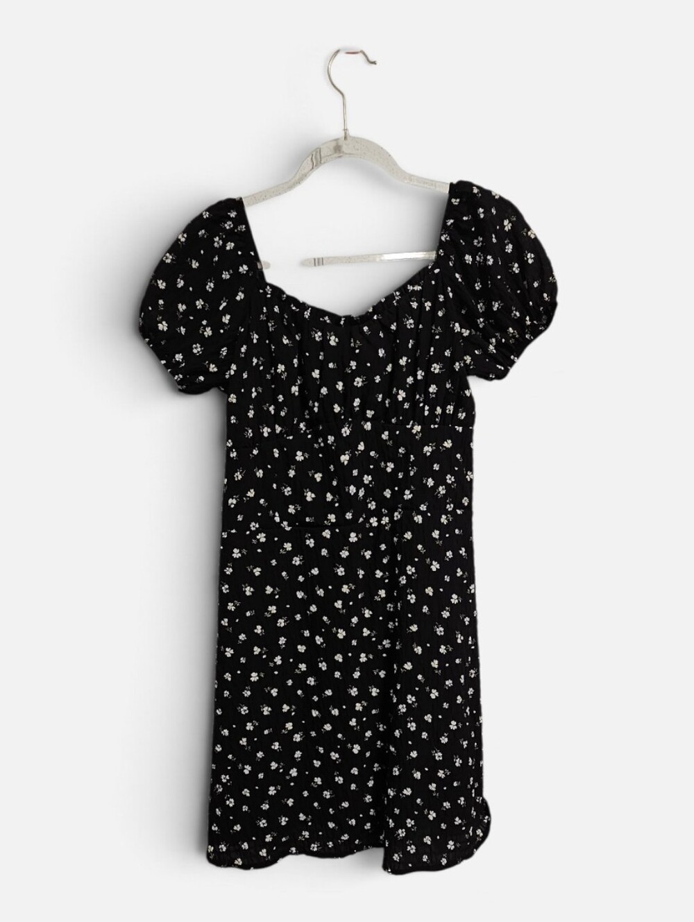 Primark Girls Ditsy Floral Puff Sleeve Dress Size 12-13 Cottagecore Black White
